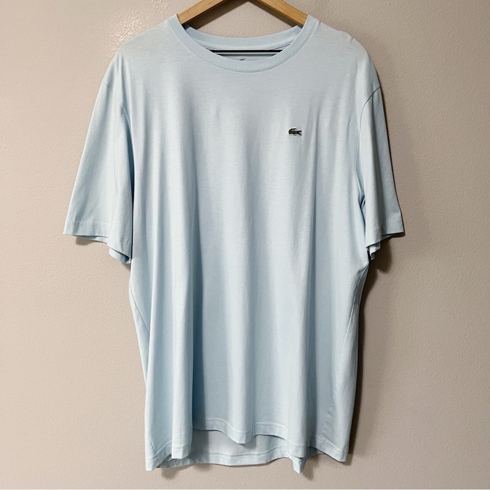 Lacoste Men's Size 8 XXXL Cotton Short Sleeve Tee Shirt Light Blue - Picture 3 of 9